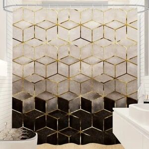 Rubylishious Black golden marbel shower curtain with hooks180cm x 180cm or 70.